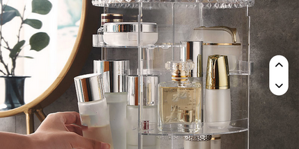 Contenedor de plástico transparente para cosméticos, caja de almacenamiento de maquillaje, organizador de maquillaje giratorio ajustable