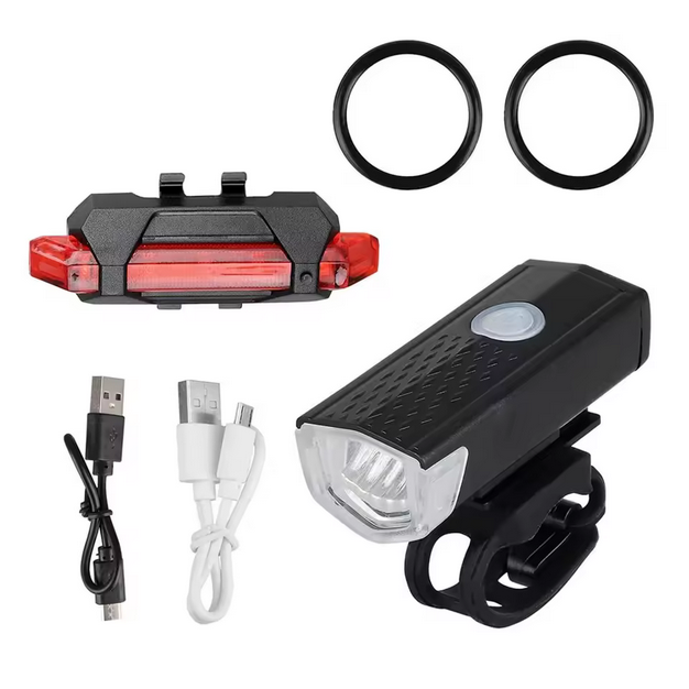 Luz frontal y trasera 100 lumnes para bicicleta, lámpara USB recargable, luces LED para ciclismo, juego de luces para bicicleta
