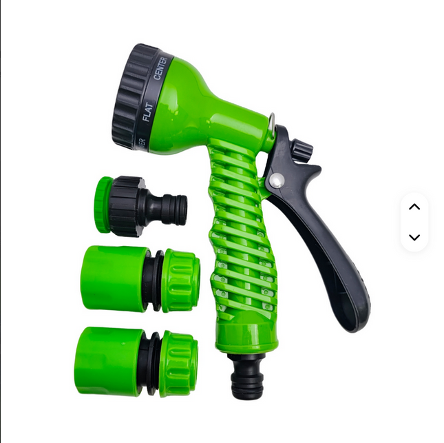 Boquilla de pistola de agua de lavado resistente con 7 patrones de pulverización, también para riego y jardinería