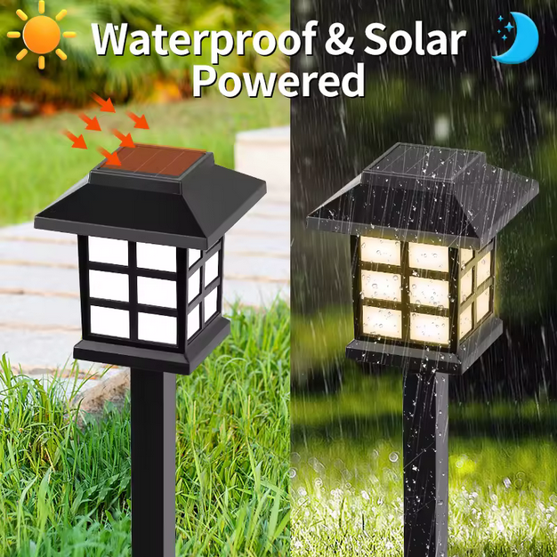 Lámpara de calle decorativa solar para exteriores, luz de suelo impermeable IP65 para paisaje de patio