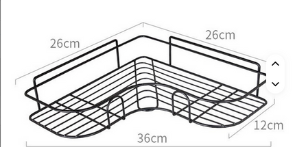 Estante tringular DOBLE DE ACERO al CARBONO montado en la pared sin perforaciones