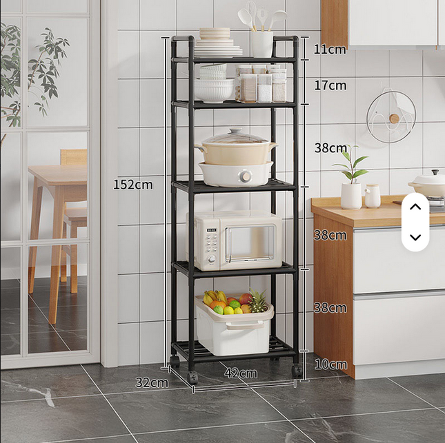 Estante de cocina o de uso general con ruedas alto y angosto