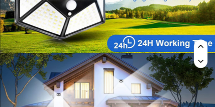 Luz LED con sensor de movimiento humano y botón interruptor. Lámpara de pared solar IP65 Luz de jardín al aire libre impermeable