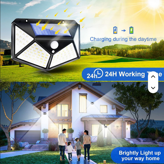 Luz LED con sensor de movimiento humano y botón interruptor. Lámpara de pared solar IP65 Luz de jardín al aire libre impermeable