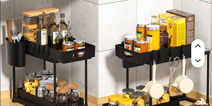 Estante de almacenamiento de cocina o general del hogar extraíble deslizante de doble capa