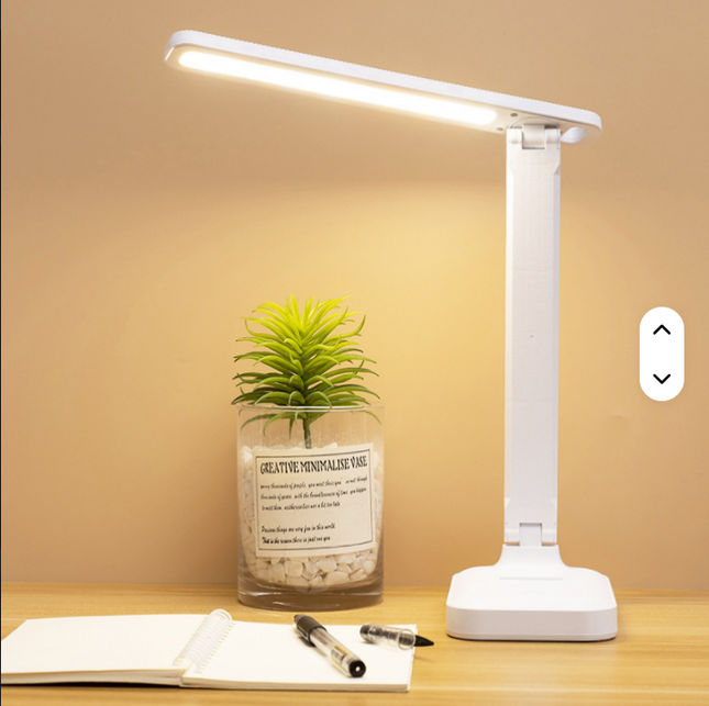 Lámpara de mesa de LED moderna con temperatura de tres colores de atenuación continua plegable giratoria USB