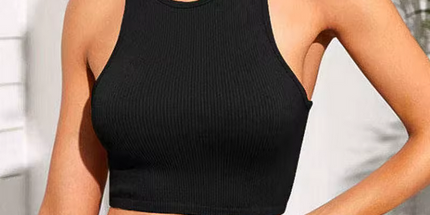Musculosa femenina, camiseta sin mangas, ropa de calle sin costuras, tejido elástico, sin mangas, informal