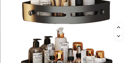 Estante DOBLE de cesta triangular de plástico negro no perforado de pared