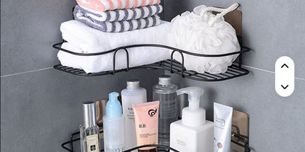 Estante tringular DOBLE DE ACERO al CARBONO montado en la pared sin perforaciones