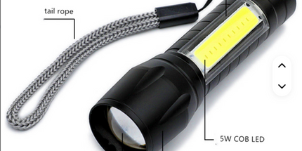 Linterna recargable con luz lateral para acampar, linterna de mano de 10 cm de largo, resistente al agua