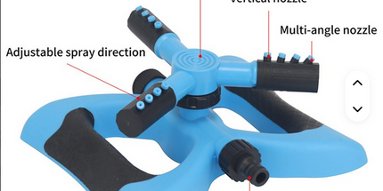 Aspersor de jardín de riego de tres puntas giratorio automático de 360 grados en tándem
