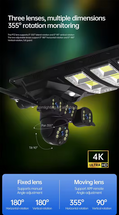 Cámara de Vigilancia Solar 4G con Tarjeta SIM V380 Pro, Inalámbrica para Exteriores, 6MP 8MP 4K IP, PTZ, WiFi, Farola Solar con Cámara