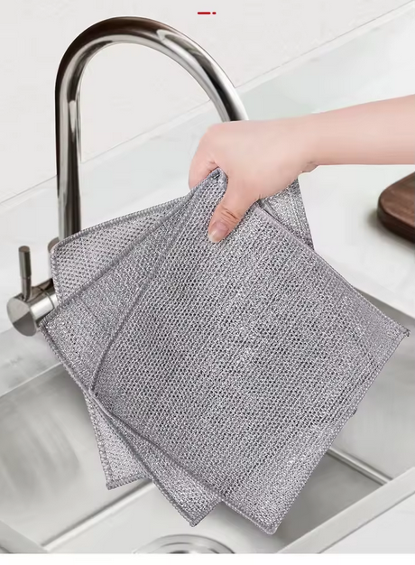 Trapos tipo rejilla de alambre para fregar multiusos, fregador de cocina, alambre de acero, toalla para platos, paños de microfibra, toallas reutilizables para lavar platos