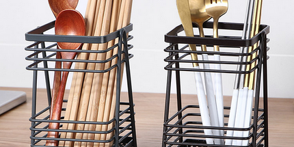 Cesta para cubiertos de acero inoxidable con soporte de malla de drenaje, organizador para cuchillos y tenedores