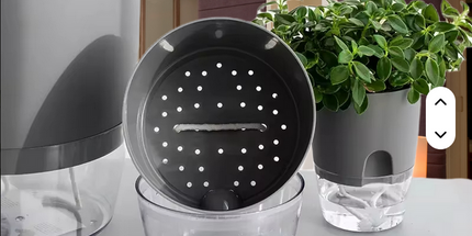 Maceta blanca de absorción de agua automática M 10,25 cm de ancho x 14,25 cm alto