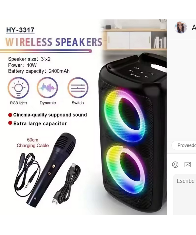 Parlante Bluetooth inalámbrico 100W REALES de alta potencia con microfono