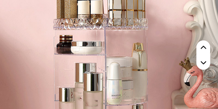Contenedor de plástico transparente para cosméticos, caja de almacenamiento de maquillaje, organizador de maquillaje giratorio ajustable