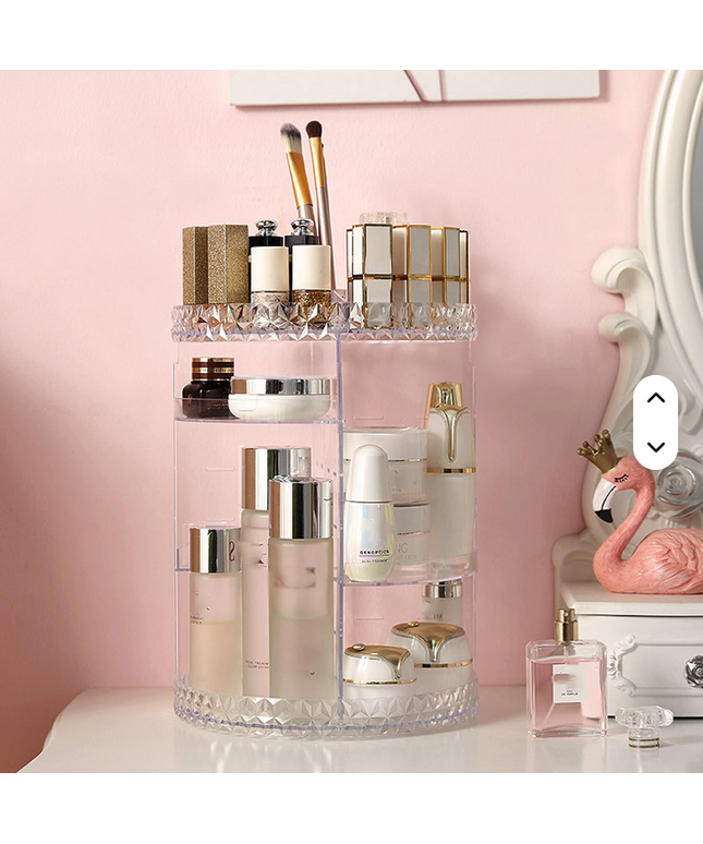 Contenedor de plástico transparente para cosméticos, caja de almacenamiento de maquillaje, organizador de maquillaje giratorio ajustable