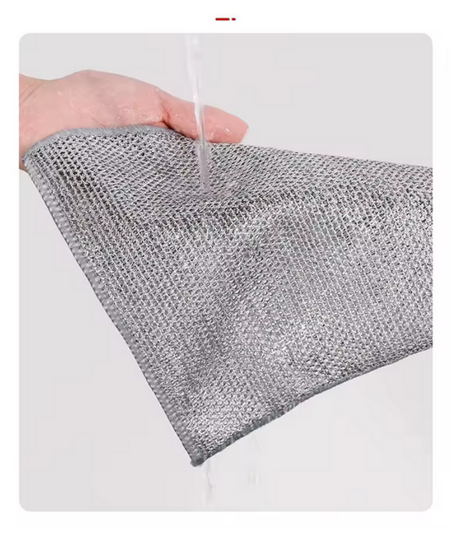 Trapos tipo rejilla de alambre para fregar multiusos, fregador de cocina, alambre de acero, toalla para platos, paños de microfibra, toallas reutilizables para lavar platos