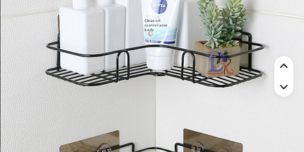 Estante tringular DOBLE DE ACERO al CARBONO montado en la pared sin perforaciones