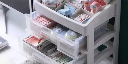 Organizador de plástico con 3 cajones, estilo cajón de escritorio, caja de almacenamiento de cosméticos