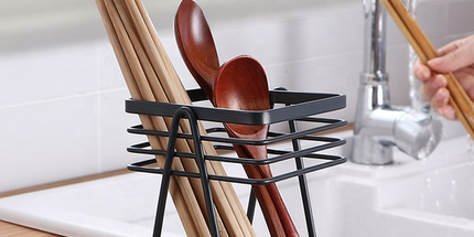 Cesta para cubiertos de acero inoxidable con soporte de malla de drenaje, organizador para cuchillos y tenedores