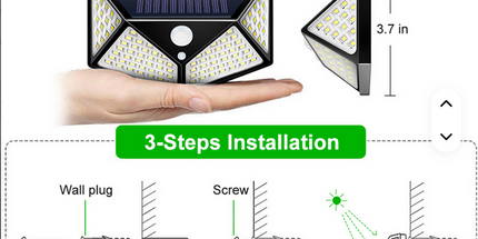 Lampara Solar de pared exterior Helius ahorro de energía impermeable seguridad 3 modos con Sensor de movimiento