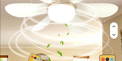 Ventilador de techo de 42 cm de ancho por 20 cm de lato de LUZ LED d de lujo inteligente 220V,  lámpara de ventilador de techo con Control remoto con aspas blancas