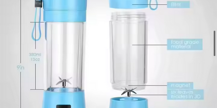 Venta al por mayor Mini exprimidor de frutas batidora portátil 6 hojas de acero inoxidable USB recargable para uso al aire libre