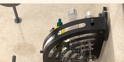 Estante DOBLE de cesta triangular de plástico negro no perforado de pared