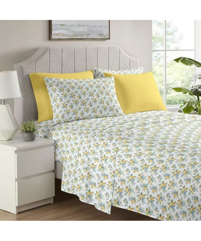 Juego de sabanas de 6 piezas 85 gs. Medida King doble plaza. Sábana con elástico 195*200 cm. Sábana lisa 255*270 cm. 4 fundas de 50*100 cm. VARIOS ESTILOS