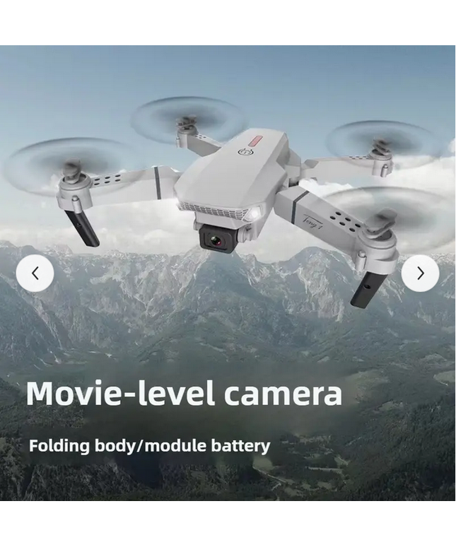 Dron E88 Blanco Drone plegable con doble cámara y control remoto, despegue y aterrizaje fácil con un solo clic, cuadricóptero de control remoto