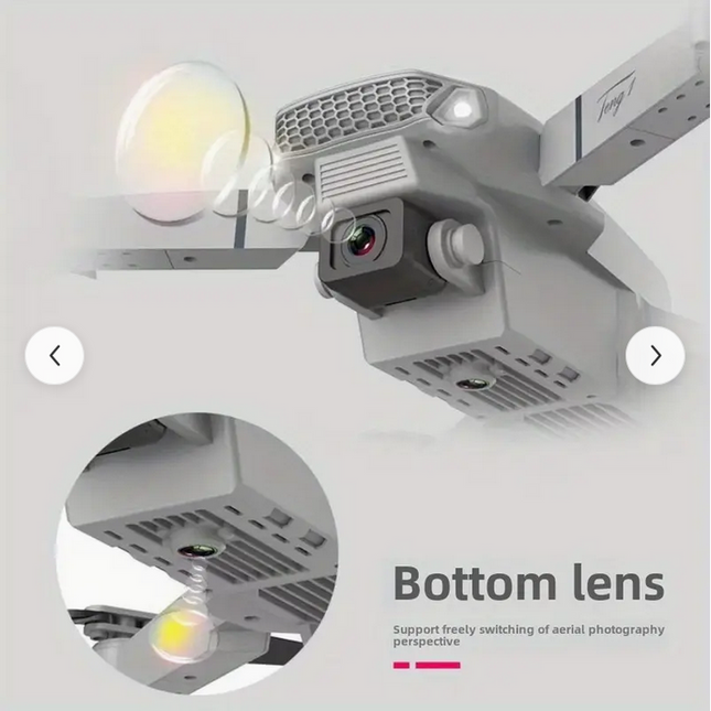 Dron E88 Blanco Drone plegable con doble cámara y control remoto, despegue y aterrizaje fácil con un solo clic, cuadricóptero de control remoto