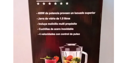 Licuadora Cosmos vaso de VIDRIO 1.5 litros  400 Watt con milinillo
