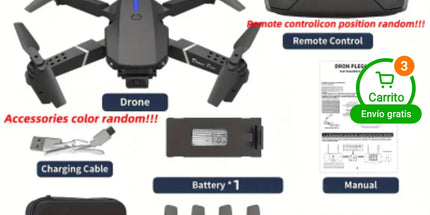 Dron E88PRO Negro plegable con doble cámara y control remoto, despegue y aterrizaje fácil con un solo clic, cuadricóptero de control remoto