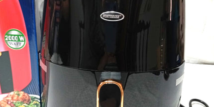 Freidora de Aire AIR FRY de 5.5 litros con PERILLAS DE REG. de temp para distintos alimentos. Colores Rojo y negro