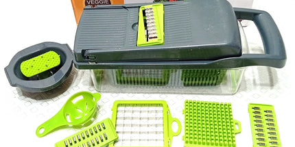 Cortador de Verduras Multifuncional Manual de Metal Ecológico 15 en 1, Picador de Cebolla y Patatas, Rebanador de Verduras Manual de Acero Inoxidable