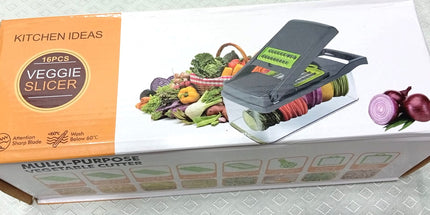 Cortador de Verduras Multifuncional Manual de Metal Ecológico 15 en 1, Picador de Cebolla y Patatas, Rebanador de Verduras Manual de Acero Inoxidable