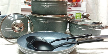 OLLAS PUMI 5 unidades cubierta antihiaderente con sartén y caserola con 2accesorios