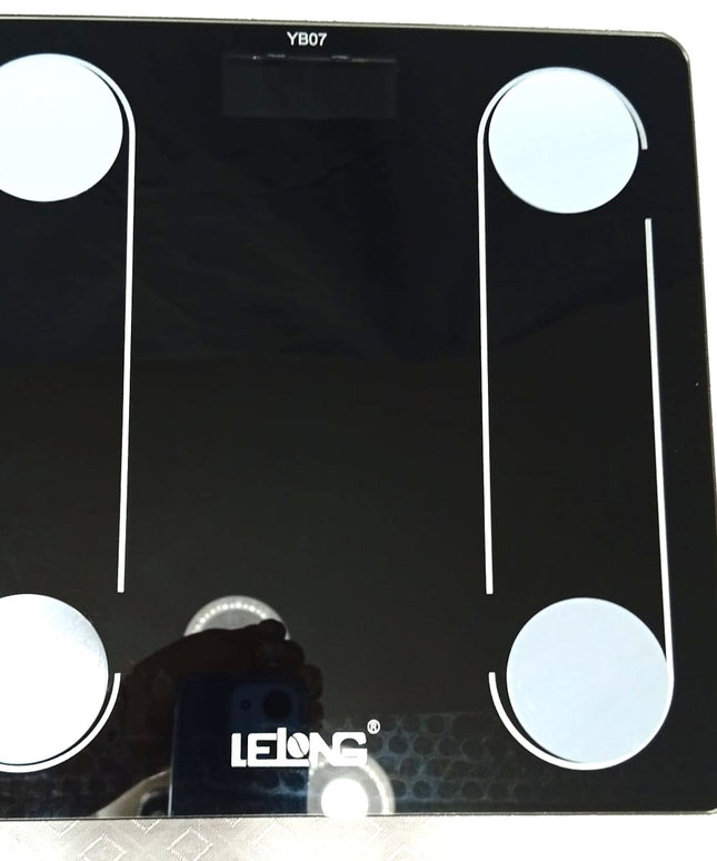 Báscula LELONG digital Corporal inteligente con medidor de GRASA corporal Bluetooth de 26 cm de ancho