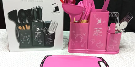 Utensillos de cocina set de 24 unidades con contenedor. De gran calidad