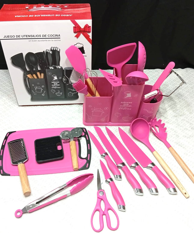Utensillos de cocina set de 24 unidades con contenedor. De gran calidad