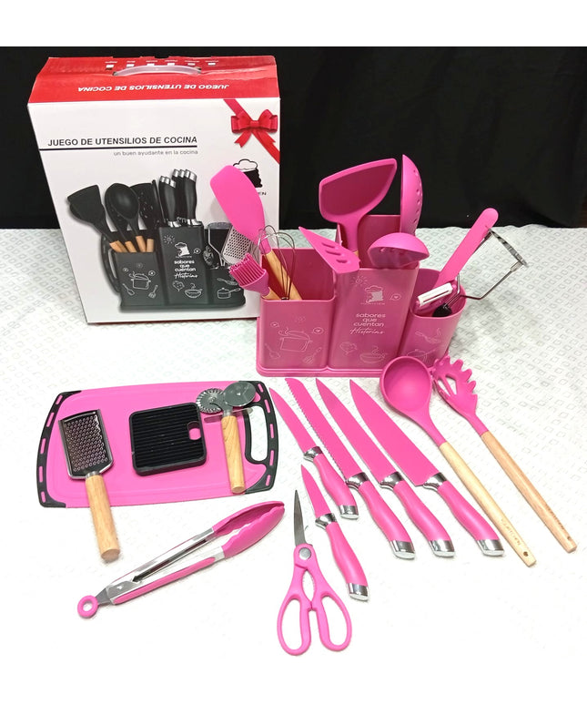 Utensillos de cocina set de 24 unidades con contenedor. De gran calidad