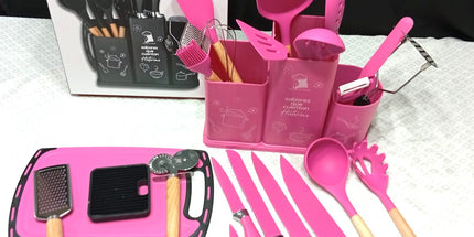 Utensillos de cocina set de 24 unidades con contenedor. De gran calidad