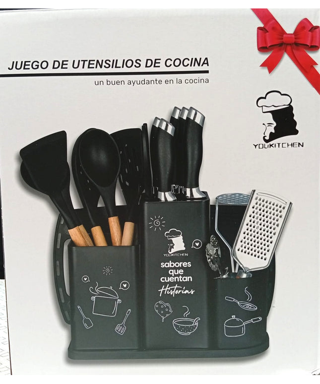 Utensillos de cocina set de 24 unidades con contenedor. De gran calidad