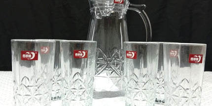 Jarra DER GLASS de vidrio con 6 vasos