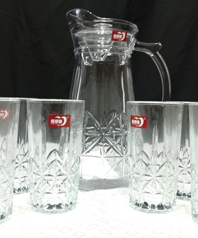 Jarra DER GLASS de vidrio con 6 vasos