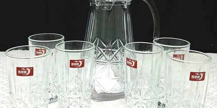 Jarra DER GLASS de vidrio con 6 vasos