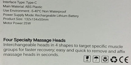 Masajeador tipo pistola con accesorios de recambio muy resisitente 25Watt