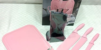 Juego de utensillos KITCHENWARE de cocina con cuchillos y porta cuchillos  y tabla grande 6 unidades